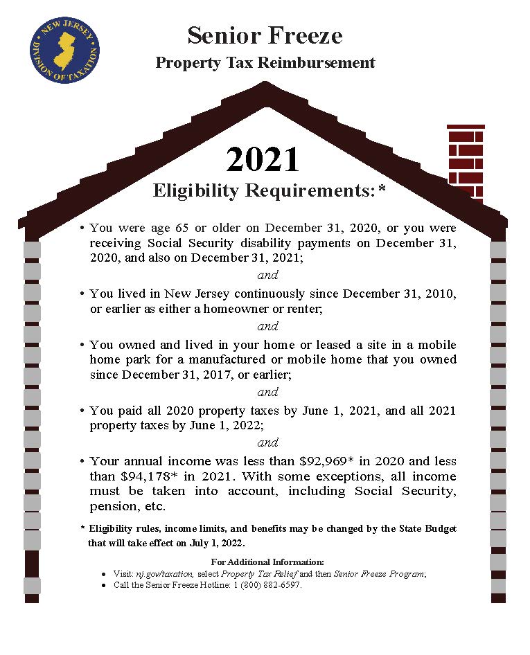 Senior Freeze 2021 Eligibility Requirements